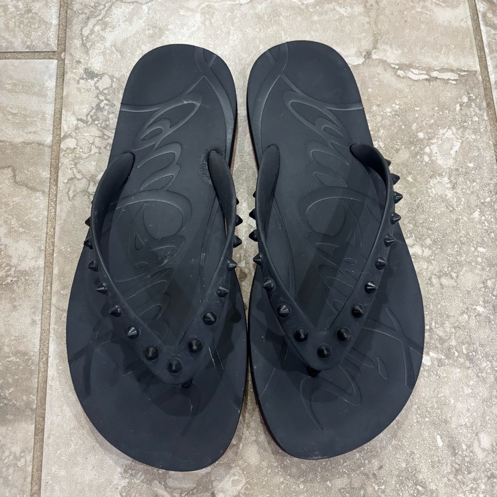 Christian Louboutin Loubi Flip Woman Flip-flops - RubberBlack Sz IT40 (Sz 10 US) - Picture 3 of 10